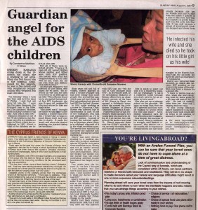 "Guardian angel for the AIDS children" (Cyprus Mail article by Constantine Markides)