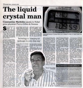 Nobel Prize Physicist Pierre-Gilles de Gennes (Cyprus Mail interview by Constantine Markides)