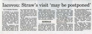 Jack Straw in Cyprus (Cyprus Mail article by Constantine Markides)
