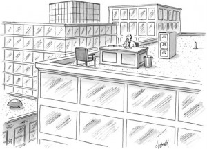 Fourth Fiction Dare 8 (from New Yorker Caption Contest) Write a caption for this cartoon that relates to current news