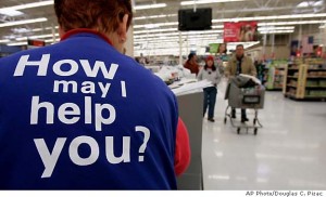 Wal Mart Greeter and Shoppers